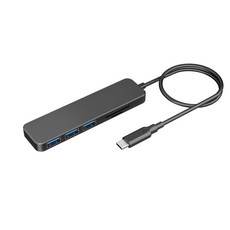 [쿠팡수입] 만듦 메모리카드 리더 3포트 USB 3.1 Gen1 허브 Type-C 1.2m PEC-HS0059-C120, 블랙, 1개