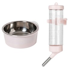 카르노코리아 햄스터 걸이형 급수기 + 식기 세트, 핑크, 1세트