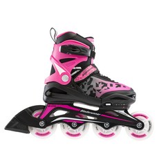ROLLERBLADE 羅勒佈雷德 Phoenix Flash LED輪子在兒童的冰上滑冰, 粉色+黑色