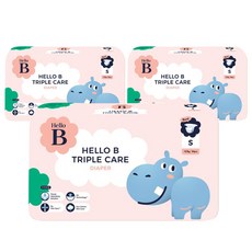 HELLO B Triple Care黏貼型尿布, 102片, S