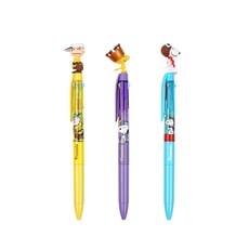 韓國 hM PLUS 花生漫畫 史努比 吉祥物 3色原子筆 3入組 C款 0.5mm, 飛行史努比, 手套查理, 糊塗塌客, 1套