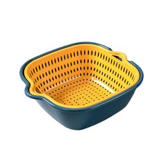 Trademe 瀝水水果清洗籃, 08 藍黃色, 1個