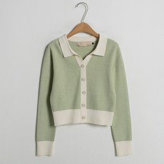 아틀리에나인 여성용 뮤트 트위드 오픈 카라 니트 T-6277