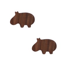 더벨라 호두 원목 애니멀 우드 접착 행거 후크걸이, 하마, 2개