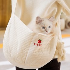 Younghwa International 寵物草莓外出斜背肩背散步包, 白色, 1個