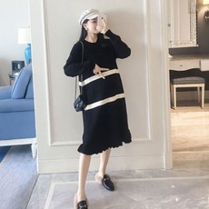 孕婦條紋哺乳連身裙 SM457