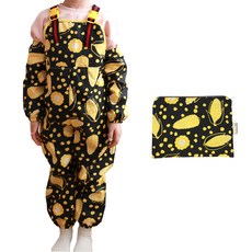 bebe chouette 孩童圖案印花防水美術吊帶褲+袖套+收納袋, 玉米款