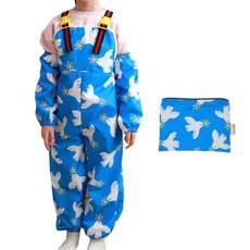bebe chouette 孩童圖案印花防水美術吊帶褲+袖套+收納袋, 鴿子款