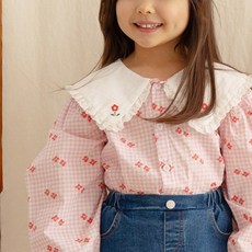 女童款Yeni和Dongi格紋荷葉邊雪紡衫