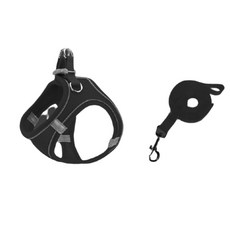 Chitashop 寵物狗 貓咪 反光胸背帶組, 黑色