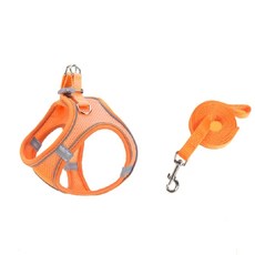 치타샾 강아지 고양이 빛반사 하네스세트, 오렌지, 1세트