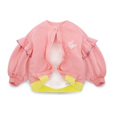 JELISPOON 女童款褶邊縮口袖愛心開襟上衣