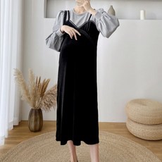 天鵝絨孕婦連身裙