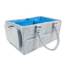 Sonice 攜帶式毛氈分隔手提收納袋, 05號 灰色 藍色