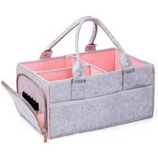Sonice 攜帶式毛氈分隔手提收納袋, 06號 灰色 粉色