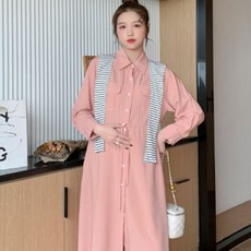 MINSUNG COMPANY 孕婦排扣襯衫領連身裙