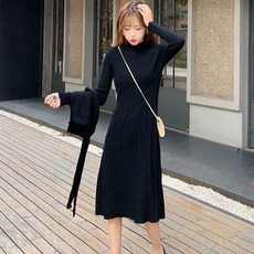 孕婦針織長袖連身裙