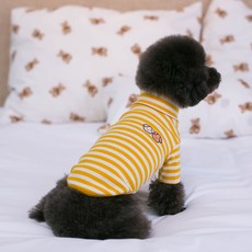 AMYLOVESPET 狗狗條紋高領T恤, 黃色