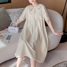 면재질 오버핏 롱스커트 임산부 원피스