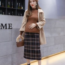 타탄체크면 임부용 스커트
