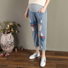 Get It Blue 女款時尚丹寧高腰紅藍孕婦牛仔褲