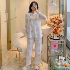 女款孕婦可哺乳兔子睡衣家居服上下套裝