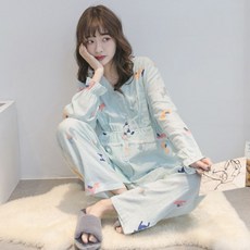 女款孕婦鈕扣式Donkey睡衣居家服上下套裝