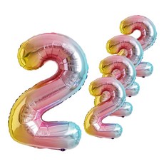 WOW PARTY KOREA 101cm 數字彩色2氣球, 5個, 混合顏色