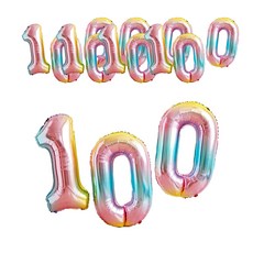 40cm彩色數字100氣球組, 1套, 混合顏色