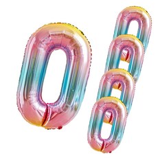101cm 彩色數字0氣球, 5個, 混色