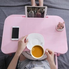 Sweetjoy Pastel 折疊床座桌+筆+橡皮擦套組, 粉色（表），隨機發貨（筆）