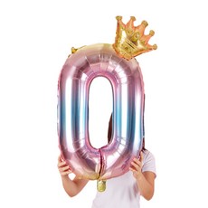 WOW PARTY KOREA 101cm 數字彩色皇冠 0 氣球, 5個, 混合顏色