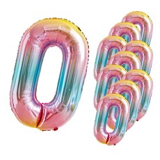 WOW PARTY KOREA 40cm 數字彩色 0 氣球, 10個, 混合顏色