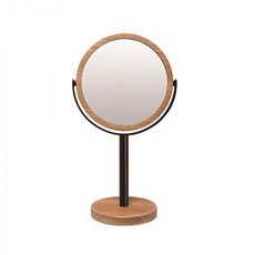 빈티지 원형 탁상 화장거울, 우드