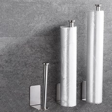 衛生紙廚房抹布架 L號+M號+S號+膠帶, 銀色, 1組