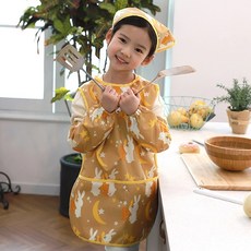 bebe chouette 孩童兔子圖案半身式圍裙+頭巾+繩釦+袖套+長褲+收納袋