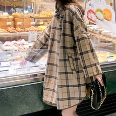 루나글램 임산부 얼터너티브 체크 망토 코트