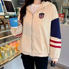 루나글램 임산부 스포티 베이스볼 후드 집업