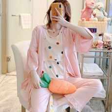 棉質孕婦哺乳睡衣長袖長褲+內搭組