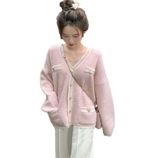 여성용 V넥 루즈핏 포켓 패션 임산부 가디건
