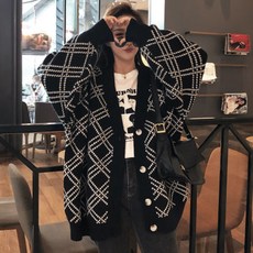 여성용 크루넥 라인 니트 임산부 가디건