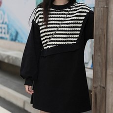 Damon 孕婦假兩件式條紋針織連身裙 dbs342