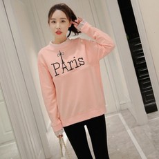 孕婦PARIS印花蕾絲長袖上衣