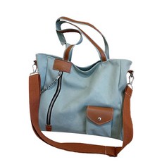 JH Company 休閒拉鍊口袋2WAY單肩包, 藍色