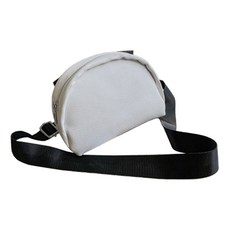 半圓形皮革斜肩包, 白色