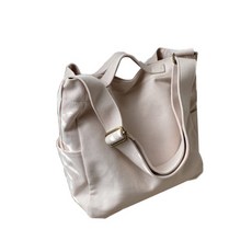 深色調帆布單肩包, 米色