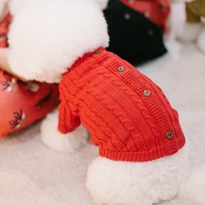에이미러브즈펫 반려동물 꽈배기 니트가디건, 레드, 1개