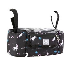 JH Company 印花攜帶式寬版收納袋, 黑色