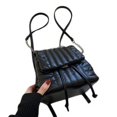 絎縫鏈條兩用後背包, 黑色