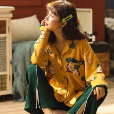 Get It Blue 可愛純棉開襟衫長袖哺乳孕婦裝睡衣上下套裝